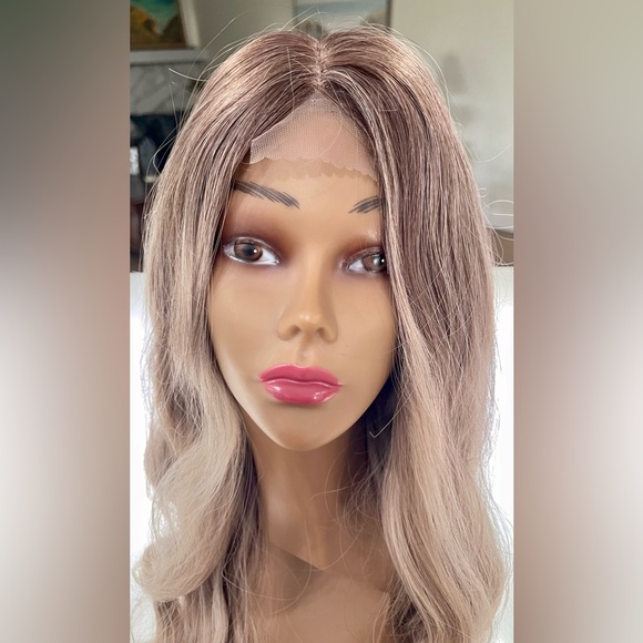 HAIR. 27” Wavy, Long Layers, Center Part, Ombre Light Brown to Ash Blonde - Picture 5 of 13